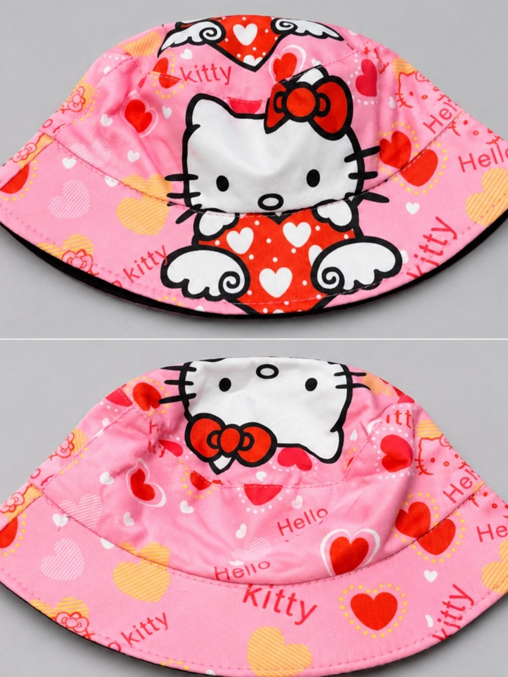 Hello Kitty Pink Hearts Bucket Hat | Kids Sun Hat